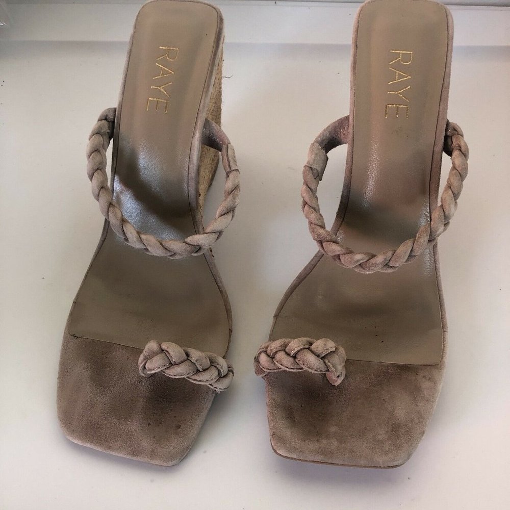 RAYE Essex Wedges Taupe Braided Espadrilles Square Tie Ring Revolve 9 $178 - Picture 6 of 7